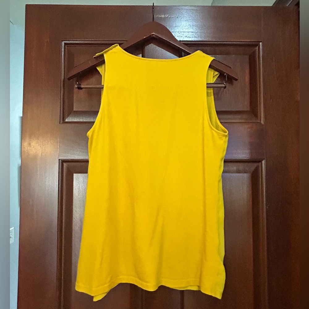 LOFT Outlet XS Mustard Yellow Sleeveless Ruffle Neck Blouse Top - Picture 7 of 7